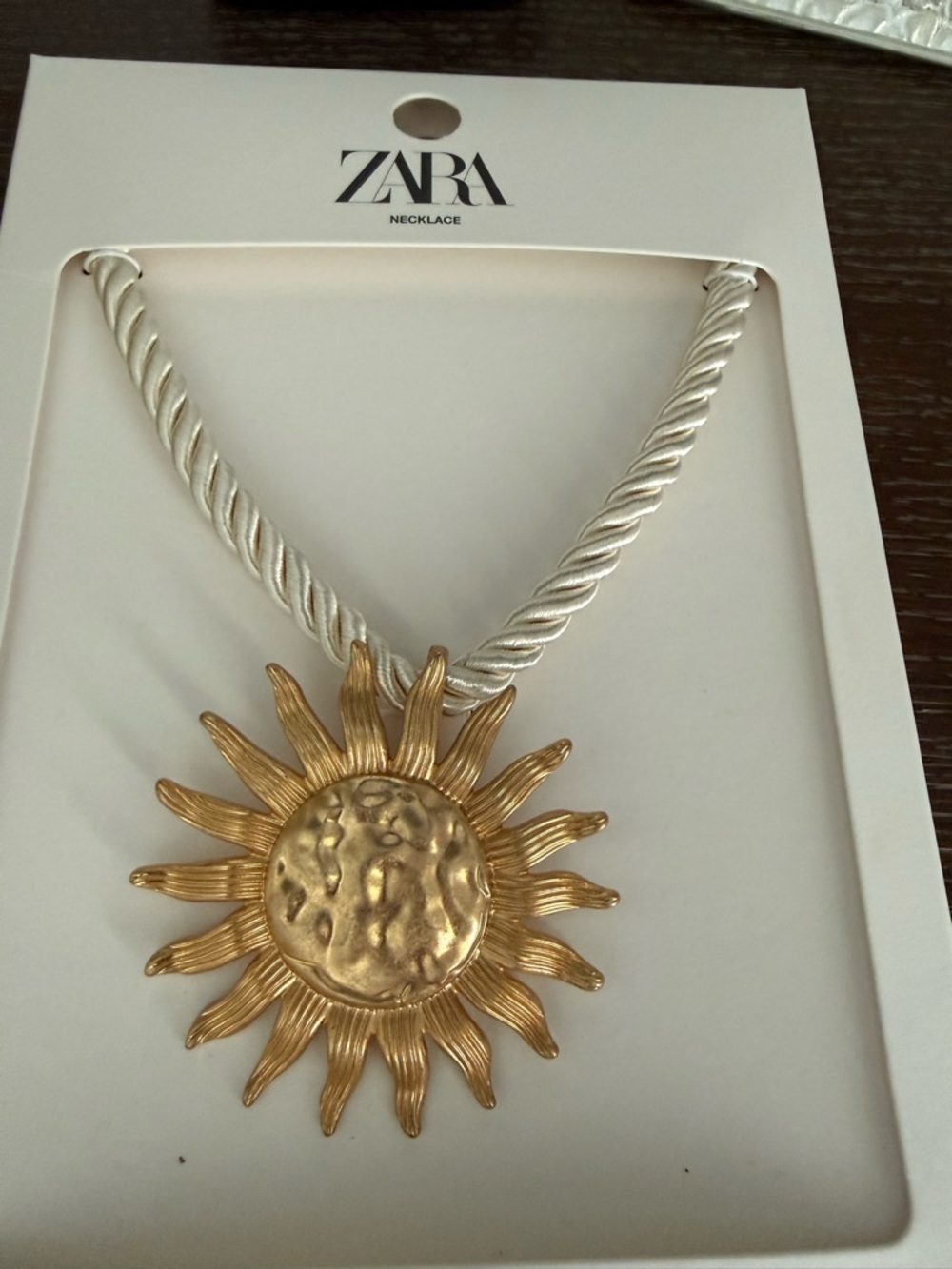 ZARA Gold Sun Pendant Necklace on Twisted Cord
